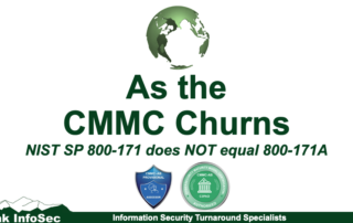 In this episode of As the CMMC Churns, we will explain that NIST SP 800-171 ≠ NIST SP 800-171A and the impact of 320 Assessment Objectives.