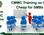 CMMC Training on the Cheap is the focus of this As the CMMC Churns. This episode covers ways to meet CMMC Training Requirements with $0 investment.